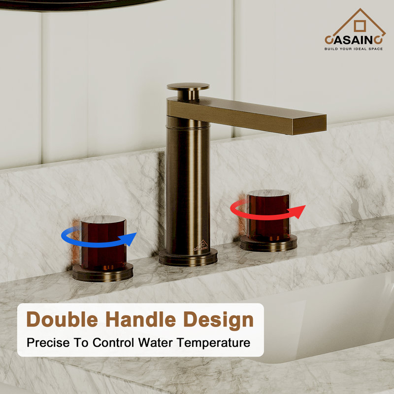 CASAINC 8 in. Widespread Bathroom Faucet with Pop-Up Drain, in Spot ...